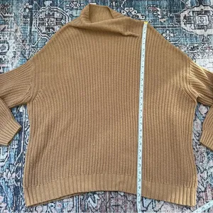 American Eagle Outfitters Camel Tan Mock Neck Slouchy Knit Oversized Sweater XS thumbnail 8
