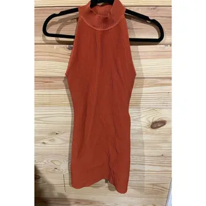 Aritzia Babaton Sculpt Knit Halter Mini Dress XS Flambeau Red Orange Bodycon thumbnail 6