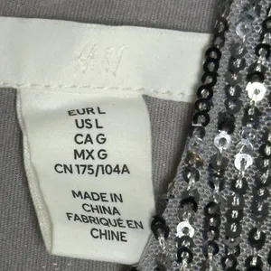 HM Silver Sequin Crop Top High Neck Sleeveless Back Zip Party Tank Large‎ thumbnail 3
