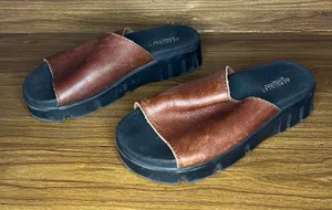 Aerosoles brown leather chunky Slip on sandals slides Jesus gladiator style thumbnail 1