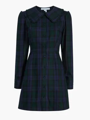 Hill House The Hazel Dress Blackwatch Tartan Plaid Cotton Ruffle Mini Medium thumbnail 8