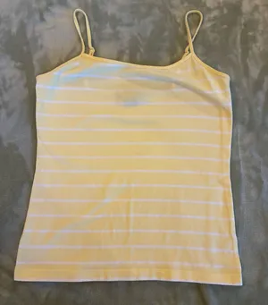 Women’s Forever 21 Brand Yellow Stripe Spaghetti Strap Tank Top - Size Medium thumbnail 1