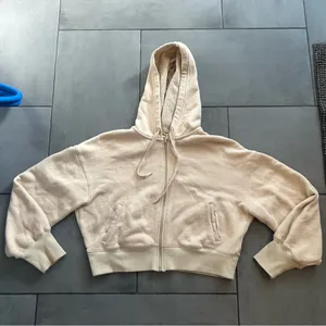 Aerie Offline Cropped Full Zip in Tan thumbnail 2