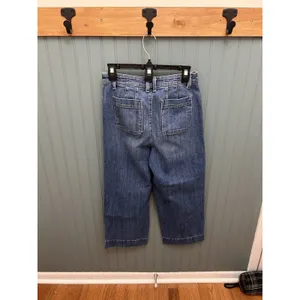 Talbots Jeans Womens 4 Wide Leg Crop Med Dark Wash Baggy Loose‎ Stretch Denim thumbnail 3