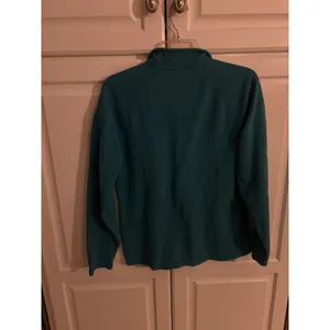 LL Bean Womens Teal Blue Quarter Zip Fleece Pullover Jacket Medium Pocket thumbnail 4