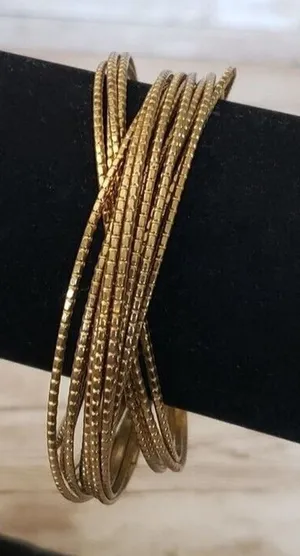 Connected Multi Bangle Statement Bangle / Bracelet Gold thumbnail 1
