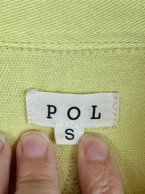 POL Chartreuse Green Raw Hem Cotton Shacket Jacket Oversized Frayed Small Casual thumbnail 2