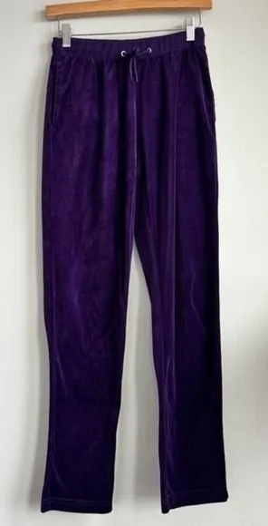Y2K Tracksuit Purple Velour Lounge Pants S Drawstring Bimbocore McBling thumbnail 1