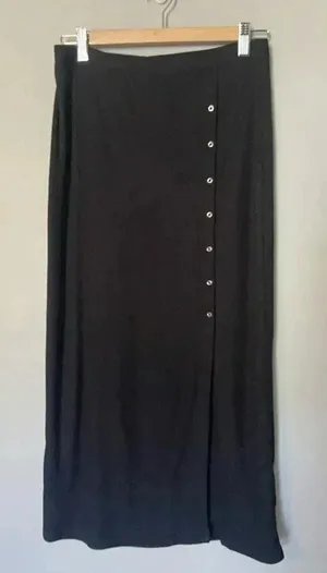 Truth By Republic Women's Black Front Slit‎ Maxi Skirt Buttons Size M Medium thumbnail 1
