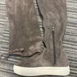 J/Slides Petra Over-the-Knee Sneaker Boots Gray Faux Suede Fall‎ Autumn Casual thumbnail 2