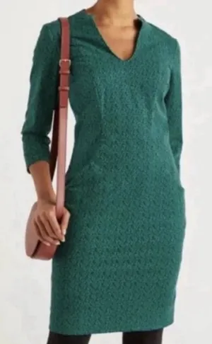 Boden‎ French Navy Sweet Petal Elizabeth Pocket V-Neck Dress Green Size 4 thumbnail 1