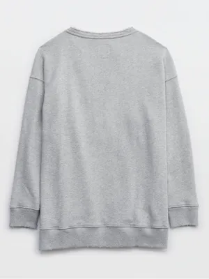 Aerie Lace Up Oversized Crew Sweatshirt in Gray Size Medium thumbnail 6