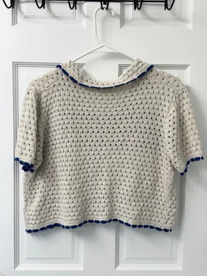 Peach Love California Crochet Button Front Top thumbnail 7