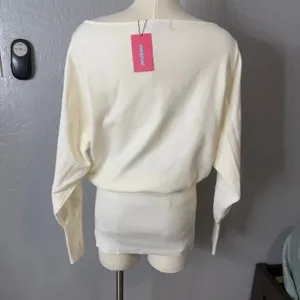 Edikted Eve Off The Shoulder Sweater Dress, Cream, M thumbnail 2