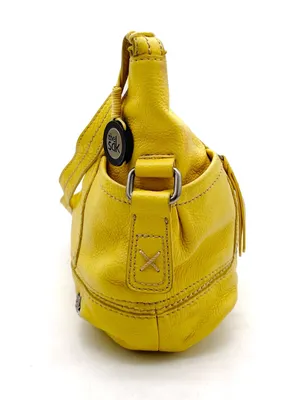 The Sak Kendra Hobo Shoulder Bag Mustard Yellow Leather Slouchy Zip Pocket Purse thumbnail 5
