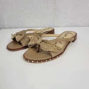 Sam Edelman Womens Sandals Size 6 Tan Dariel Bow Suede Studded Slip On Flats thumbnail 6