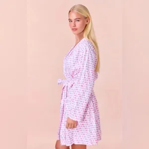 NWT Loveshackfancy × Roller Rabbit Disco Bow Blake Robe Limited Edition Sz M/L thumbnail 2