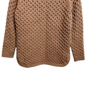 Land's End Chunky Brown Cable Knit‎ Sweater Size XS Crew Neck Boat Hem Pull On thumbnail 7