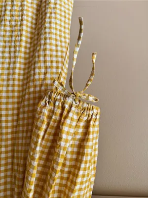 MNG‎ Womens Cotton Blend Check Print V-Neck Long Sleeve Maxi Dress Yellow Size 2 thumbnail 4