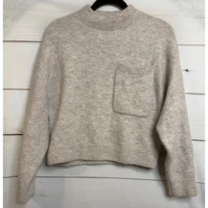 & Other Stories Cream Crewneck Sweater with Pocket thumbnail 1