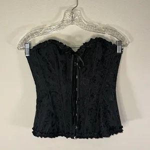 Black Lace Corset Bustier Top Size M thumbnail 1