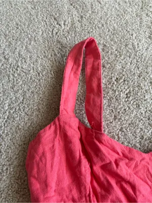 Abercrombie And Fitch Coral Red Linen Blend Summer Beach Lace Up Crop Size Large thumbnail 4