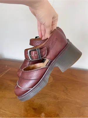 Dr Martens • vintage ankle strap mary janes 8599 brown leather chunky heel MIE thumbnail 7