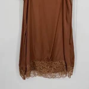 Aerie‎ Satin Lace Trim Slip Dress XL Brown Coquette Cottagecore Boho Feminine thumbnail 7