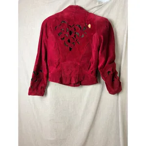Vintage Phoenix Burgundy Black Suede Cutout Cropped Jacket‎ M Art Western AS IS thumbnail 14