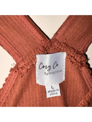 Cozy Co. Rust Corduroy Zip-Front Overall Dress Size Large thumbnail 2