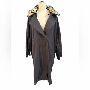 Free‎ People Need it Trench Coat with Leopard Print Collar size medium, new thumbnail 2
