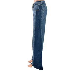 Gap High Rise Striped Blue Two Tone Raw Hem Wide Leg Baggy Denim Jeans Pants 26 thumbnail 2