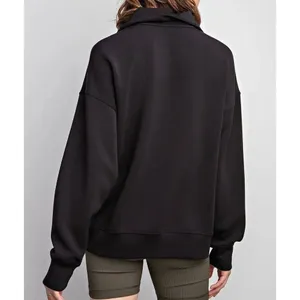 Rae Mode Black Half Zip Ribbed Pullover Sweatshirt Women’s Size Small Oversized thumbnail 2