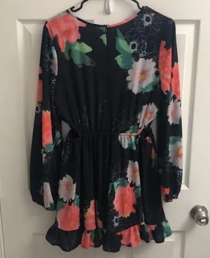L'ATISTE Navy floral long sleeved romper thumbnail 1