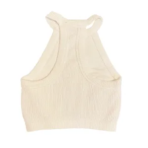 201 | NWOT Aerie Real Good Womens XS Ribbed High Neck Halter Crop‎ Top White thumbnail 2