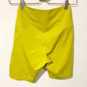 Girlfriend Collective Size Small High Rise Bike Shorts‎ Neon Yellow Running thumbnail 6