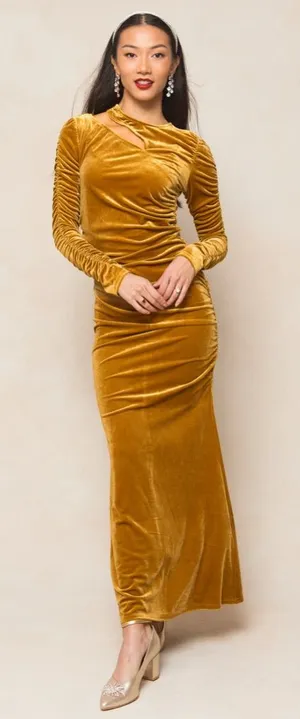 Ivy City‎ Co Romance Me Velvet Formal Dress Sz XL Gold Full Length thumbnail 1