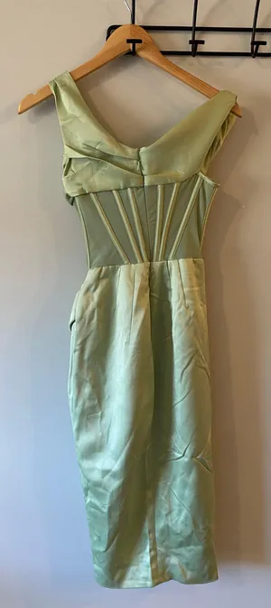 House Of CB NWT Lulu Corset One-Shoulder Satin Midi Dress thumbnail 14