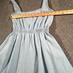 ASOS Denim Skater Dress Womens 4 Light Blue Elastic Waist Cotton Pockets Boho thumbnail 8
