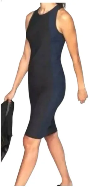 Athleta Women Size M Stellar En Route Scuba Dress Blue & Black Sleeveless 866701 thumbnail 1
