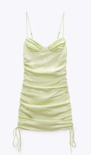 ZARA Satin Effect Ruched Drapped Mini Dress thumbnail 2