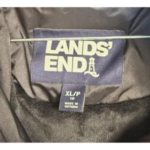 Lands‎ End Coat Womens 18 Black Puffer Hooded Fur Trim Insulated Mid Length thumbnail 3