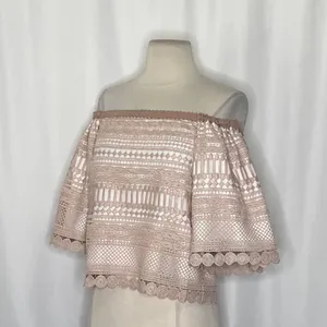 Revolve ALEXIS Finn Lace Off Shoulder Top Blouse Blush Pink Silk Lacey‎ X-Small thumbnail 6
