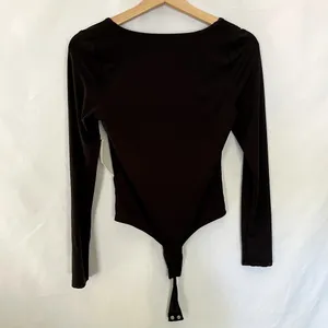 NWT SWS‎ Contour M black double lined sweetheart neckline bodysuit long sleeves thumbnail 7