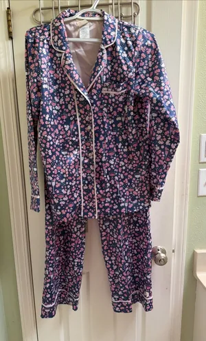 Munki Munki Women's Pajamas Sz S Satin Floral Wine Mimosa Champagne Sleep Set PJ thumbnail 1