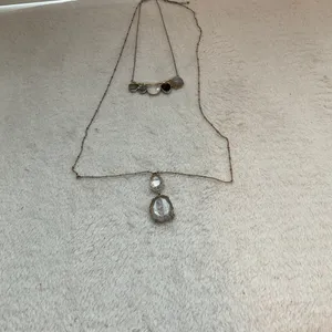 Two Layered Necklace with stones Silver thumbnail 5