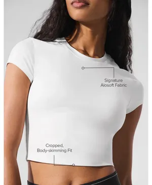 ALO Yoga White Short Sleeve Cropped Crew Tee thumbnail 3