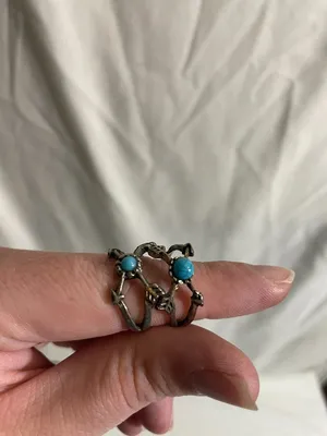 Silver Tone Fashion Jewelry Turquoise Arrow Wrap Rings Size 4 Lot of 2 thumbnail 6