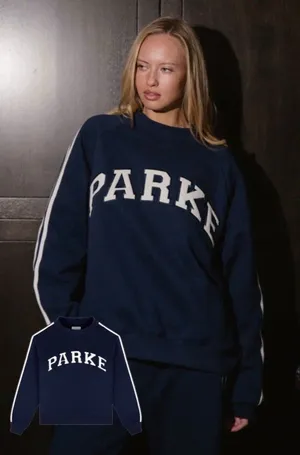 New PARKE Sport Stripe Mockneck Navy Blue SZ S/M thumbnail 1