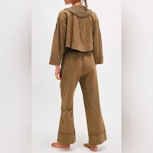 Intimately Free‎ People NWOT Sweet As Roses Lounge Set Olive green Size XS thumbnail 2